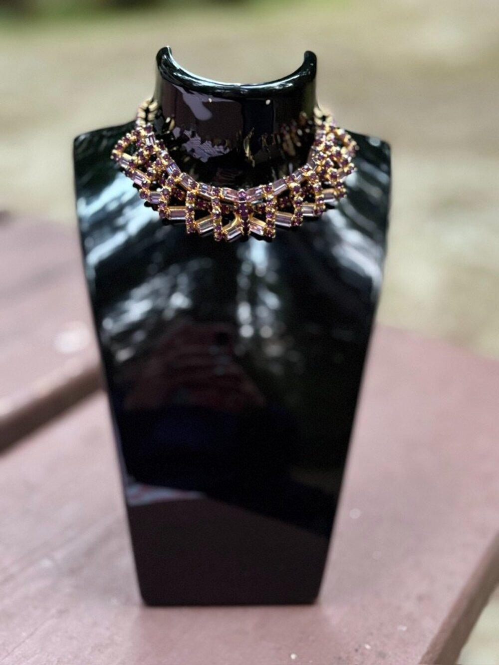 Vintage Purple Rhinestone Collar Necklace | Amethyst Statement Jewelry